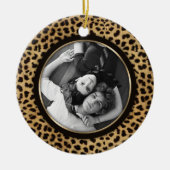 Leopard Print Photo Ornament Wedding Keepslag (Voorkant)