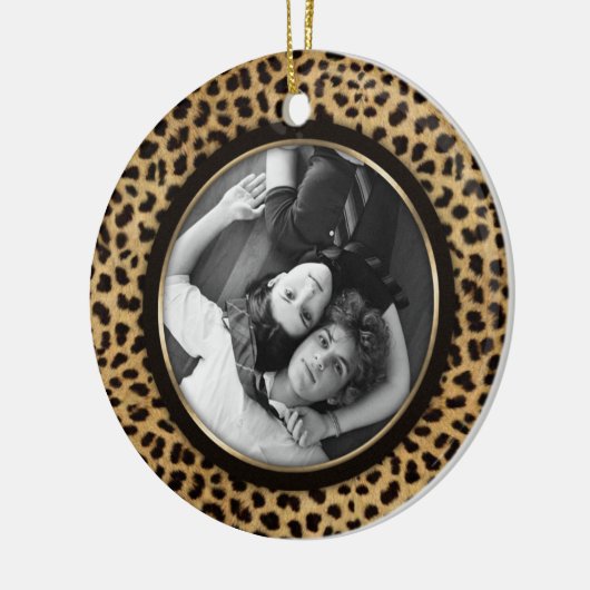 Leopard Print Photo Ornament Wedding Keepslag (Links)
