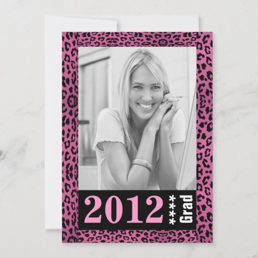 Leopard Print Pink Aangepaste foto Afstuderen 5x7 Kaart (Achterkant)