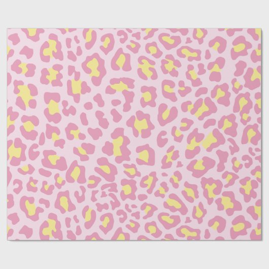 Leopard Print Pink and Yellow Cadeaupapier (Vlak)