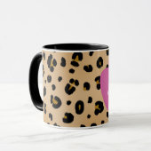 Leopard Print Pink Apple leraar Mok (Voorkant links)
