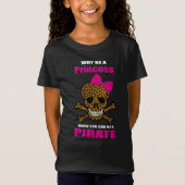 Leopard Print Pink Bow Pirate Princess Skull T-shirt (Voorkant)