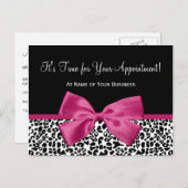 Leopard Print Pink Bow Salon Appointinder Briefkaart (Voorkant / Achterkant)