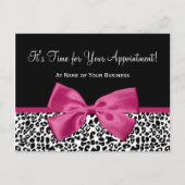 Leopard Print Pink Bow Salon Appointinder Briefkaart (Voorkant)