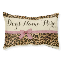 Leopard Print Pink Bow Vrouw Girl Dog Bed