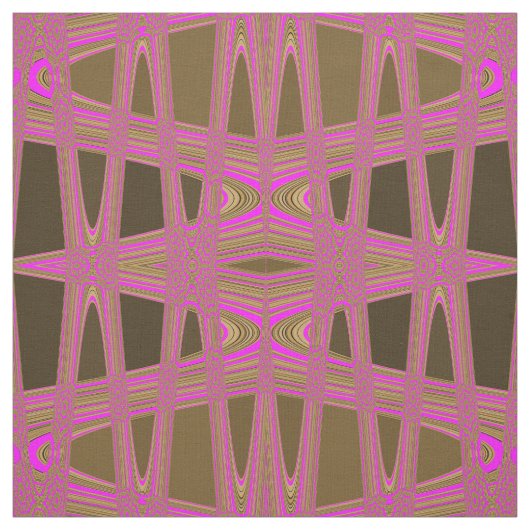 Leopard Print Pink Brown Zigzag Diamond Patroon Stof (Swatch)