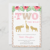 Leopard Print Pink en Gold 2e verjaardag Safari Kaart (Voorkant)