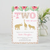 Leopard Print Pink en Gold 2e verjaardag Safari Kaart (Staand voorkant)