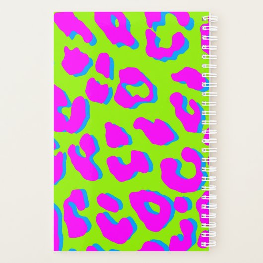 Leopard Print Pink Groen Blauw Planner (Achterkant)