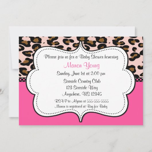 Leopard Print Pink Invitation Kaart (Voorkant)