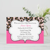 Leopard Print Pink Invitation Kaart (Staand voorkant)
