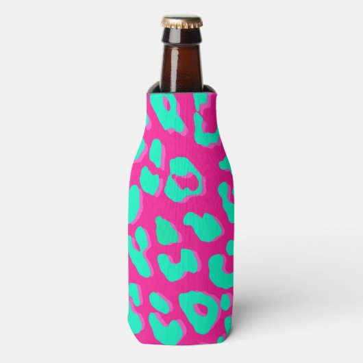 Leopard Print Pink Mint Flesjeskoeler (Fles Voorkant)