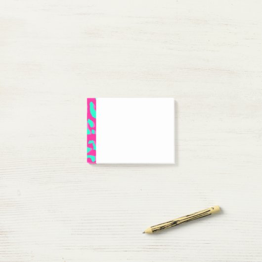 Leopard Print Pink Mint Post-it® Notes (Op bureau)