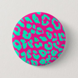 Leopard Print Pink Mint Ronde Button 5,7 Cm