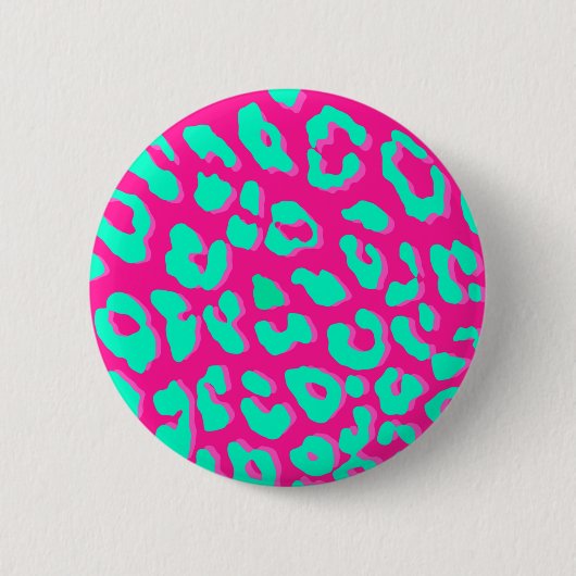 Leopard Print Pink Mint Ronde Button 5,7 Cm (Voorkant)