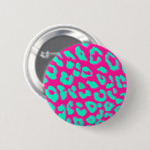 Leopard Print Pink Mint Ronde Button 5,7 Cm (Voorkant /achterkant)