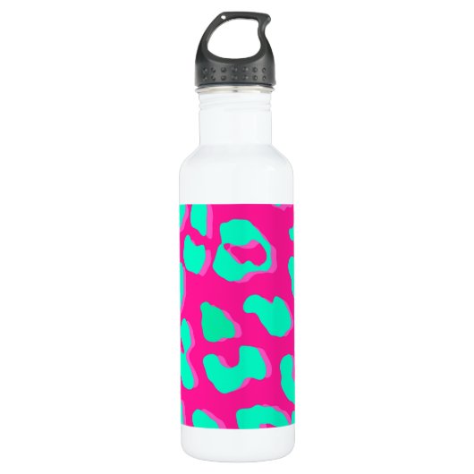 Leopard Print Pink Mint Waterfles (Voorkant)