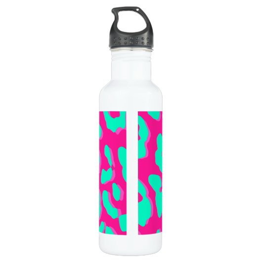 Leopard Print Pink Mint Waterfles (Achterkant)