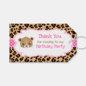Leopard Print Pink Quatre folie "Bedankt" Label Cadeaulabel (Voorkant (Horizontaal))