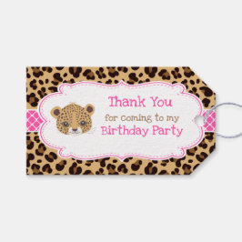 Leopard Print Pink Quatre folie "Bedankt" Label Cadeaulabel