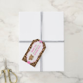 Leopard Print Pink Quatre folie "Bedankt" Label Cadeaulabel (Met Touw)