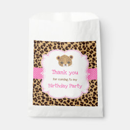 Leopard Print Pink Quatre folie Birthday Party Bedankzakje