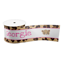 Leopard Print Pink Quatre folie Gift Satijnen Lint