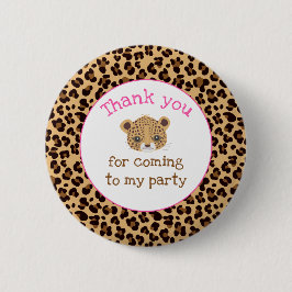 Leopard Print Pink Quatrefoil 'Bedankt' Ronde Button 5,7 Cm