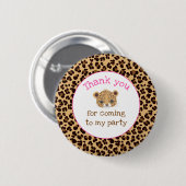 Leopard Print Pink Quatrefoil 'Bedankt' Ronde Button 5,7 Cm (Voorkant /achterkant)