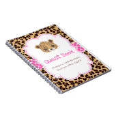 Leopard Print Pink Quatrefoil Birthday Guest Book Notitieboek (Rechterzijde)
