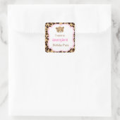 Leopard Print Pink Quatrefoil 'Ik ging naar' Vierkante Sticker (Tas)