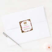 Leopard Print Pink Quatrefoil 'Ik ging naar' Vierkante Sticker (Envelop)