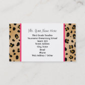 Leopard Print Pink Schoolhouse Teacher Visitekaartje (Achterkant)