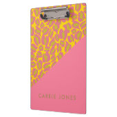 Leopard Print Pink Yellow Gold Business Elegant Klembord (Links)