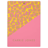 Leopard Print Pink Yellow Gold Business Elegant Klembord (Achterkant)