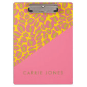 Leopard Print Pink Yellow Gold Business Elegant Klembord (Voorkant)