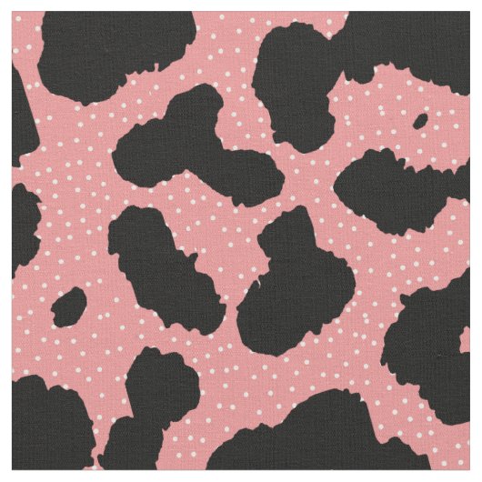 Leopard Print Polka Dot Pattern roze Stof (Close Up)