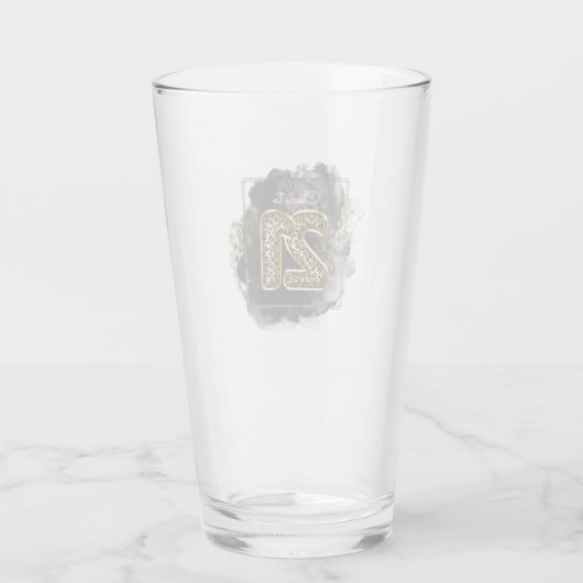 Leopard Print Proost van de 21e verjaardag Hip Bar Glas (Achterkant)