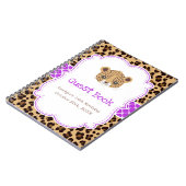 Leopard Print Purple Quatrefoil Birthda Guest  Notitieboek (Linkerzijde)