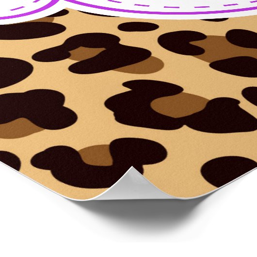Leopard Print Quatrefoil Verjaardag Poster Paarse (Hoek)