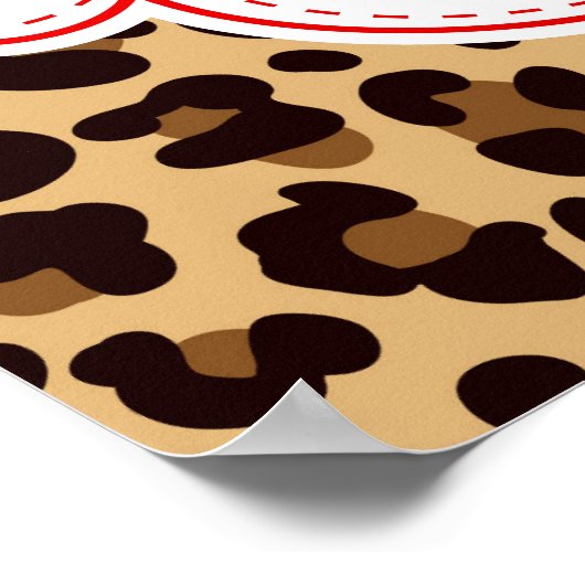Leopard Print Quatrefoil Verjaardag Poster Rood (Hoek)