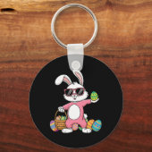 Leopard Print Rabbit Bunny Belling Bubble Gum East Sleutelhanger (Voorkant)