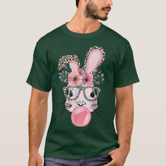 Leopard Print Rabbit Bunny Belling Bubble Gum East T-shirt