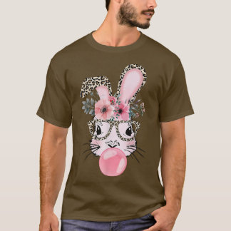 Leopard Print Rabbit Bunny Belling Bubble Gum East T-shirt