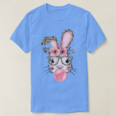 Leopard Print Rabbit Bunny Belling Bubble Gum East T-shirt (Design voorkant)