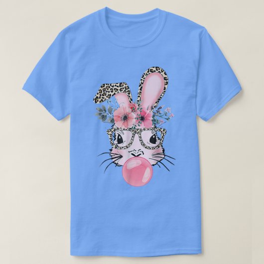 Leopard Print Rabbit Bunny Belling Bubble Gum East T-shirt (Design voorkant)
