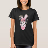 Leopard Print Rabbit Bunny Blowing Bubble Gum East T-shirt (Voorkant)