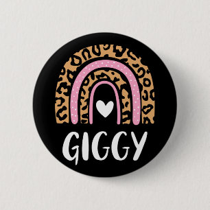 Leopard Print Rainbow Schattigee Moederdag Funny G Ronde Button 5,7 Cm