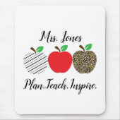 Leopard Print Red Apple leraar terug naar school Muismat (Voorkant)