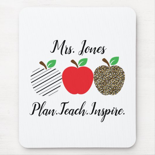 Leopard Print Red Apple leraar terug naar school Muismat (Voorkant)